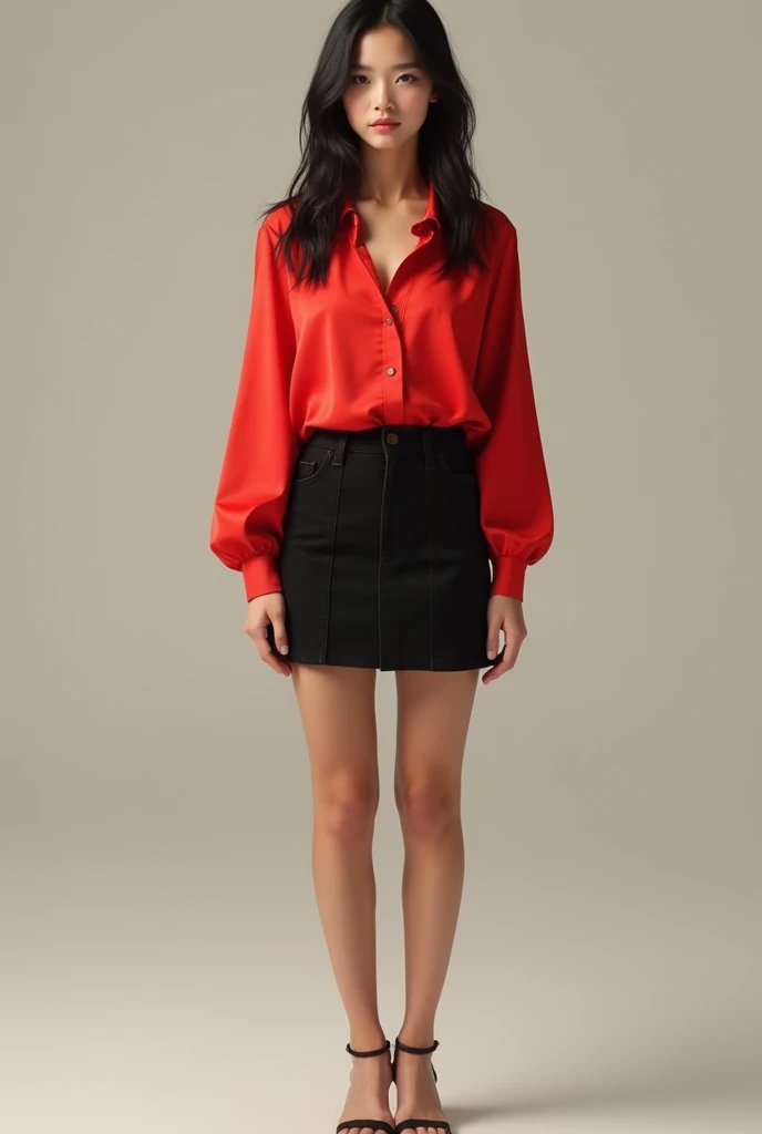 Height 5 ft  teen girl ,weight 35 kg ,chest 30, waist 23 , hips 30 short black skirt ,red silk shirt