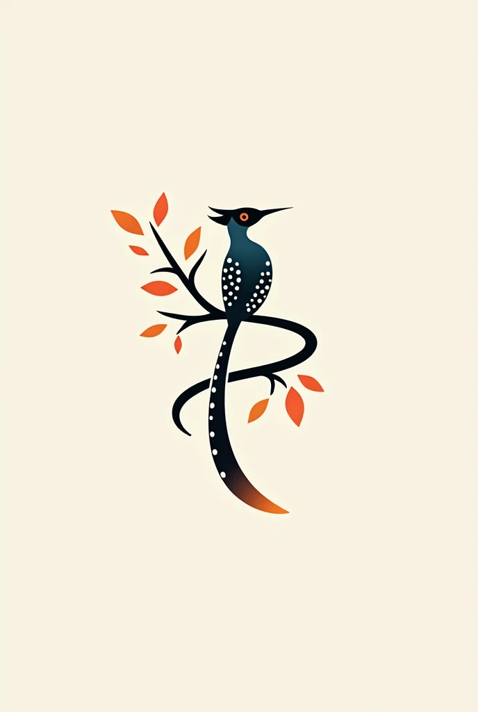 A logo-style image of a piaya cayana bird with spots on its tail