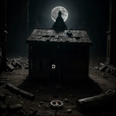 shamanistic house, bones, souls, cristals, shadows, dark magic, darkness, moon, house of shadows, ritual ring