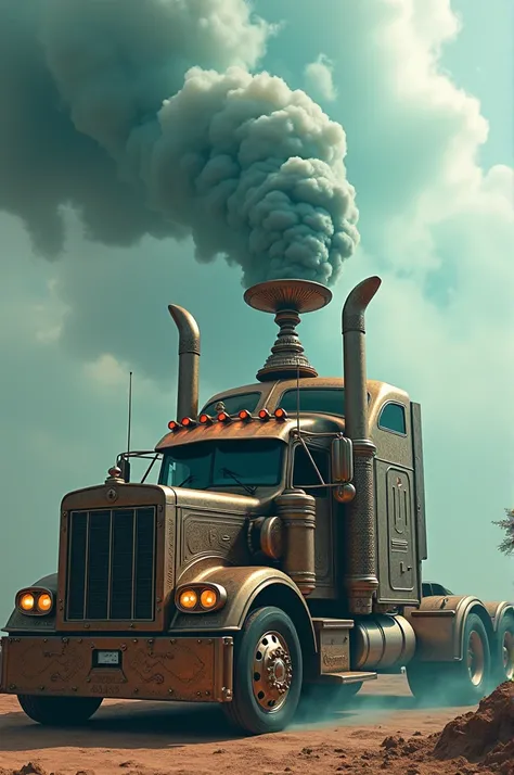 Truck smoking giant hookah 