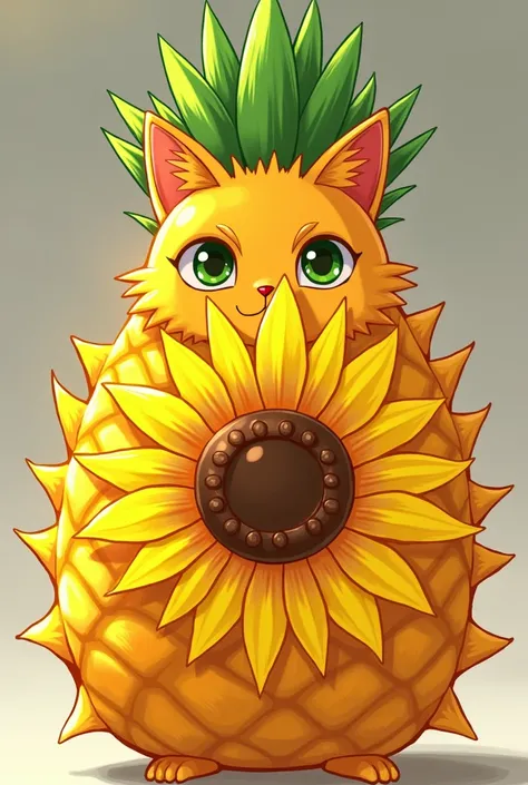 Fruit Appearance - **form**: It resembles a pineapple with a cat-shaped stem and a sunflower flower in the center of the crown..
- **Cores**: Vibrant yellow with green and orange accents.

### Basic Powers - **Transformation into a Mythical Cat**: The user...