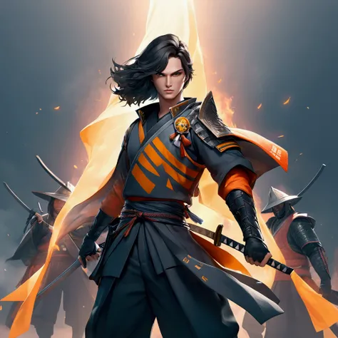 Create a BANEER ALONG WITH A LOGO FOR FREE FIRE, with the name +7W WARRIORS, WITH A PHOTO OF SOME ENTITY OR EVEN A SAMURAI , I NEED IT TO BE COOL +7W WARRIORS