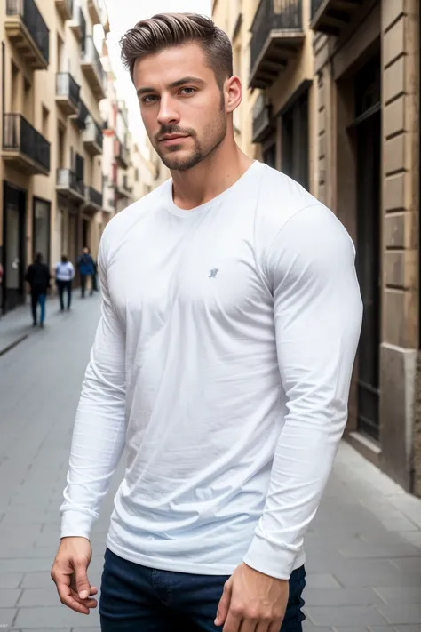 1man, a full body shot of a charismatic male fitness model, 30 years old，small beard, sexy and charming expression，gloomy eyes，b...