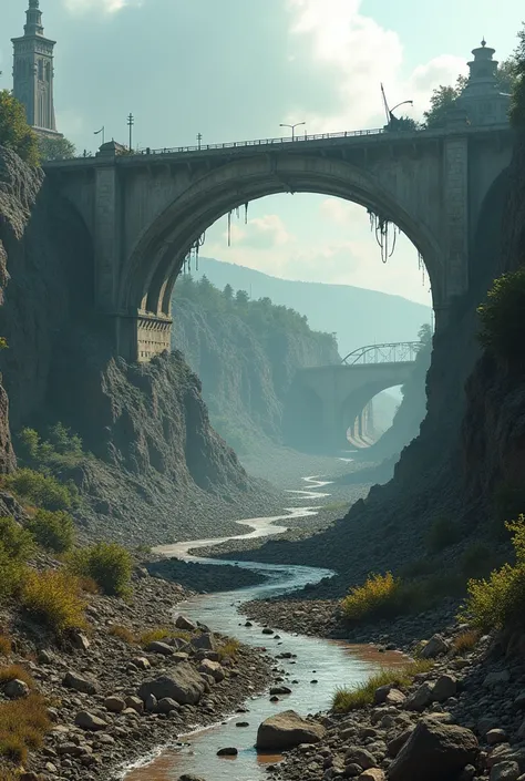 Destroyed Infrastructure: Images of ruined infrastructure, such as roads and bridges.