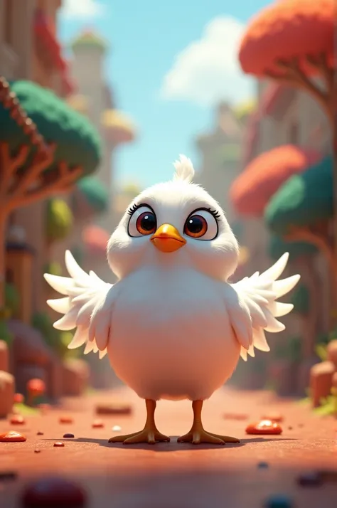 Pixar stayle white bird, 