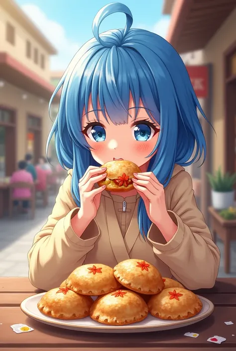 Elma Joui Kobayashi-san eating Chilean empanadas