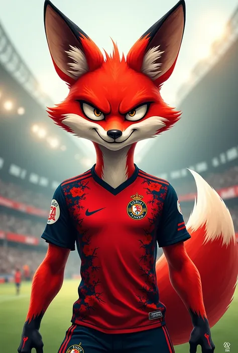 Fox with black and red Flamengo shirt 