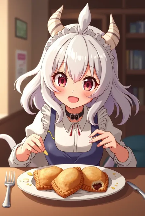 Elma Joui Kobayashi-san Chi No Maid Dragon eating Chilean empanadas