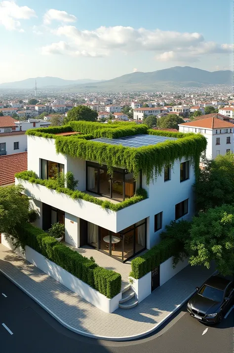 A house with a green roof in the city of Arica 