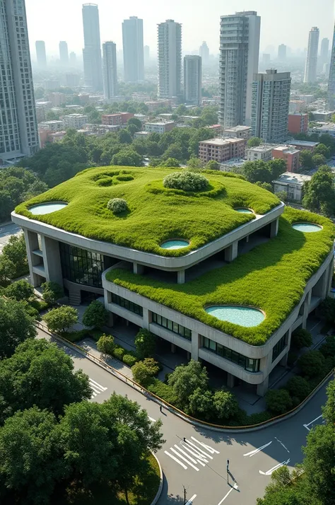 A house in the city with a grass roof simulates the real thing 