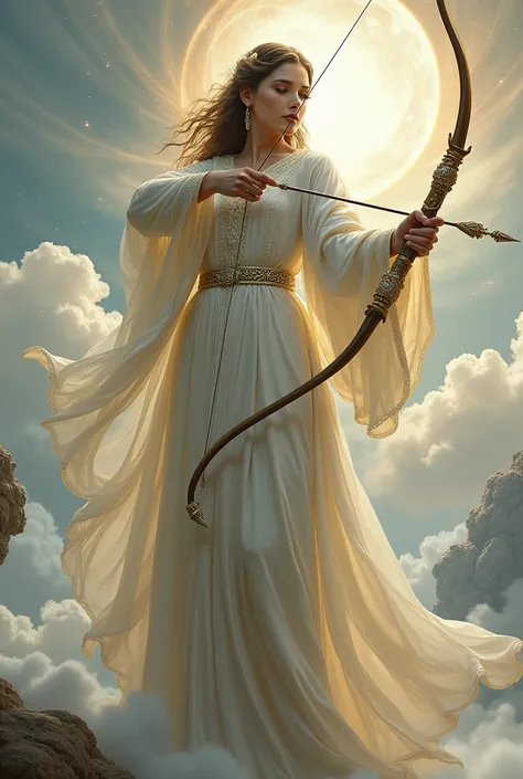 A goddess in robes with bow and arrow 