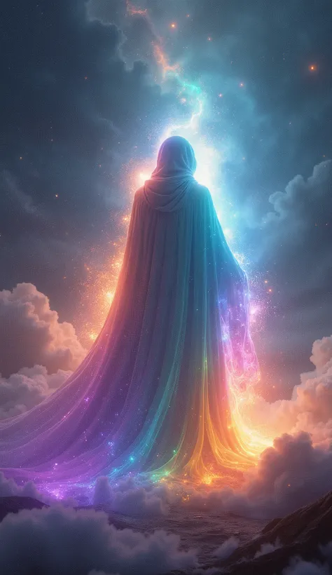 rainbow cloak with aura , no human