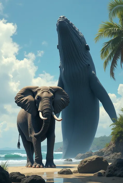 elephant next to a whale