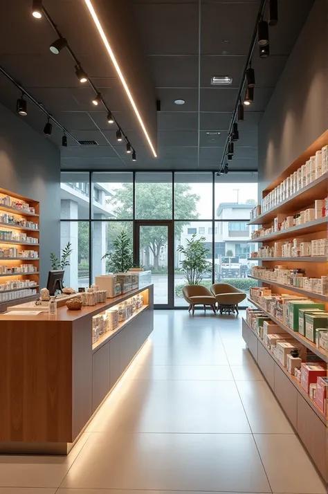 Volume of a pharmacy with a contemporary style 