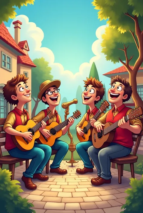 A group of cartoon human musicians cerenata 