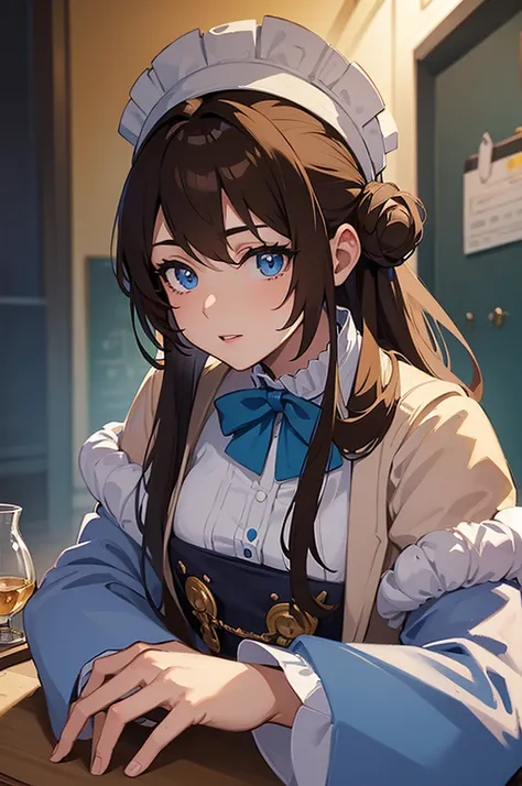 ((best quality)), ((masterpiece)), (detailed), perfect face

Victorian anime female chemist, Brown hair,Blue eyes
