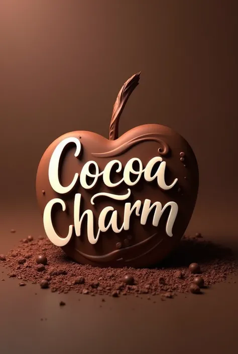 Logo for a chocolate shop made with good name lettering "Cocoa Charm". that has two different typographies. Let there be a game between both words
