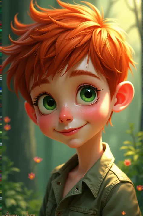 Boy with red hair and green eyes 
