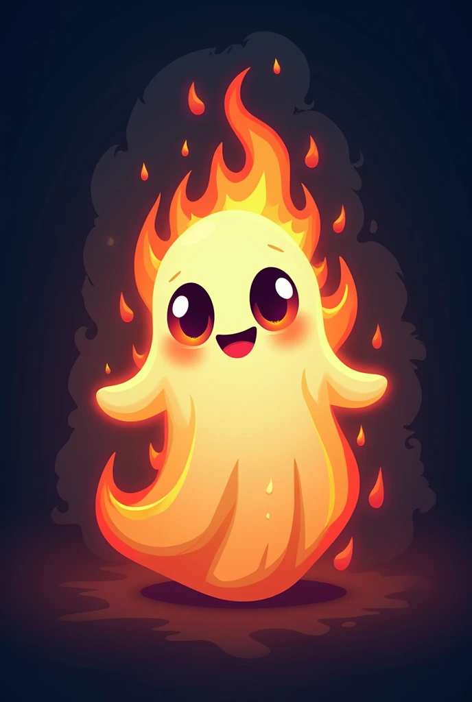 Make me a logo of a little ghost on fire 