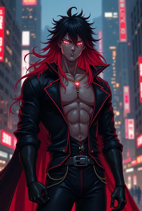 My hero academia long hair,crimson color, with black tips crimson eyes,Characteristics, he would be,