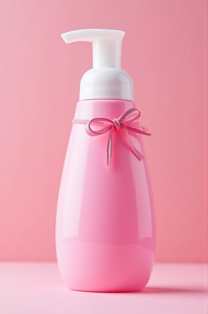 liquid facial soap, rosa, with a bow-shaped foam, a little bow hanging from the packaging in partnership with Dove&#39;s Barbie
