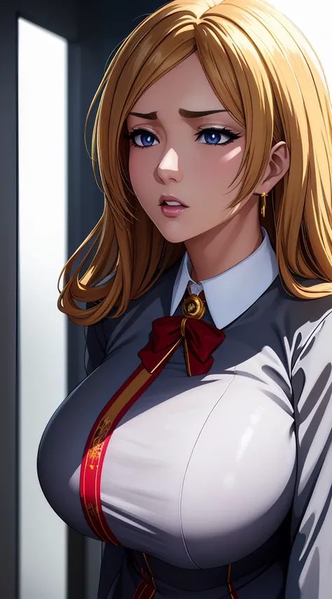 (nsfw)、(paizuri fellatio), gigantic breasts,boy  big penis, (best quality:1.5, highres, UHD, 4K, detailed lighting, shaders), gold floral haired, gradient hair, large breasts, suit, school shirt, school short skirt, mature woman , (pov), school  background...