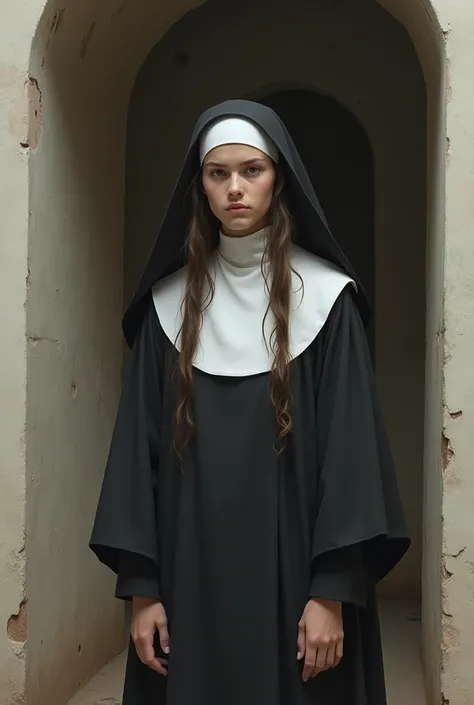 Young nun with uncovered hair 