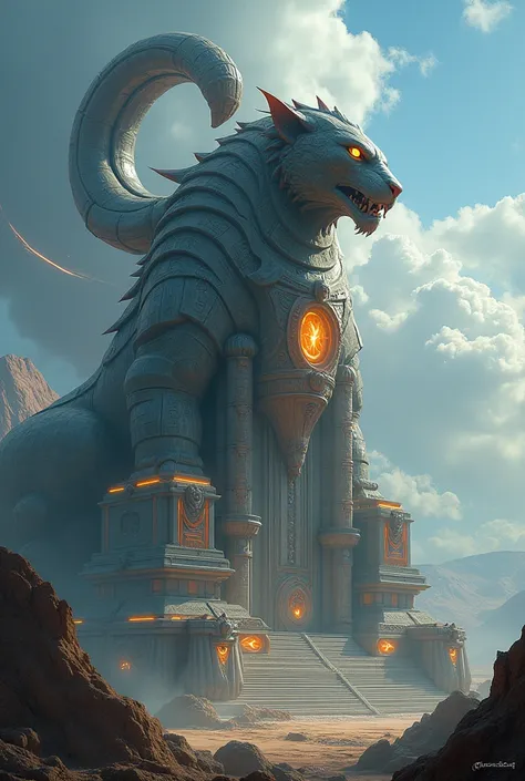 Create a Thundercats-style manticore-shaped temple
