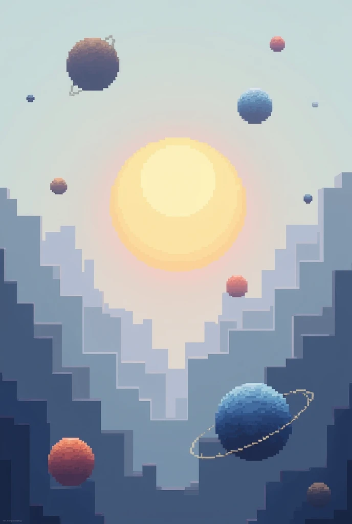 IMAGE REFERRING TO THE SOLAR SYSTEM, but you don&#39;t need to put a lot of PLANET, IT HAS TO BE IN PIXEL, simplified, WITHOUT MUCH INFORMATION BUT VERY BEAUTIFUL AND DESIGNED (IT IS FOR USE AS THE BACK OF A CARD IN AN ONLINE MEMORY GAME), very simple inde...