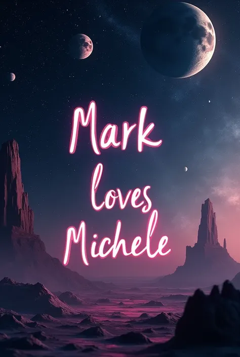 The words "Mark loves Michele" in a star wars setting