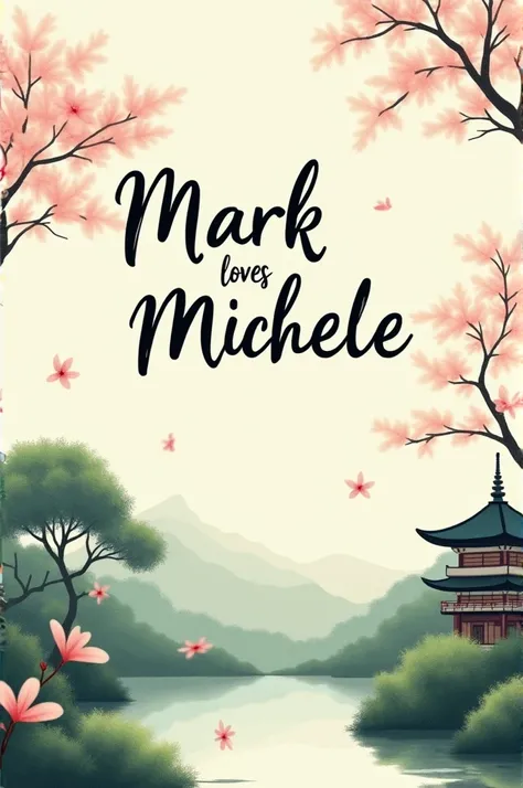 The words Mark loves Michele in a Japanese scene