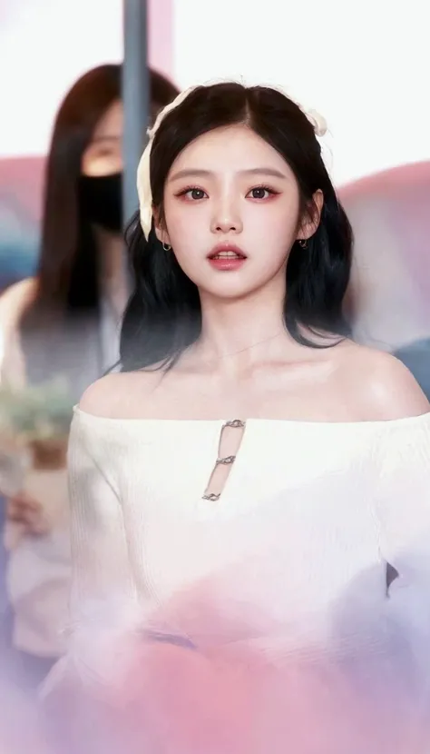 ningning aespa,with a beautiful face,ulzzang with porcelain skin.nining aespa with long healthy and shiny hair,dark black.ultra high resolution,photorealistic:1.4,UHD