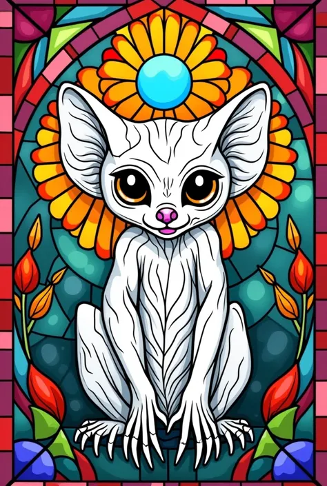 pretend you have been making coloring books for kids for 15 years. Using the idea to create a drawing should be fun and full of life. Create a stained glass pattern using large pieces of glass. in the center of the picture an aye-aye. Remove all colors fro...