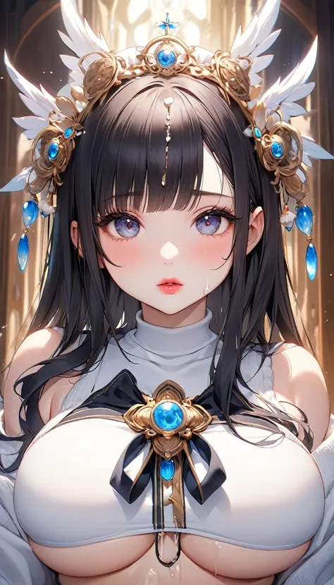 {{{{{3,318 trillion pixels high resolution, Extremely detailed, A young lady with beautiful breasts from a prominent family with a lovely and too good personality, Inject her with holy water that will transform her into a milk goddess, Sexuality and mother...