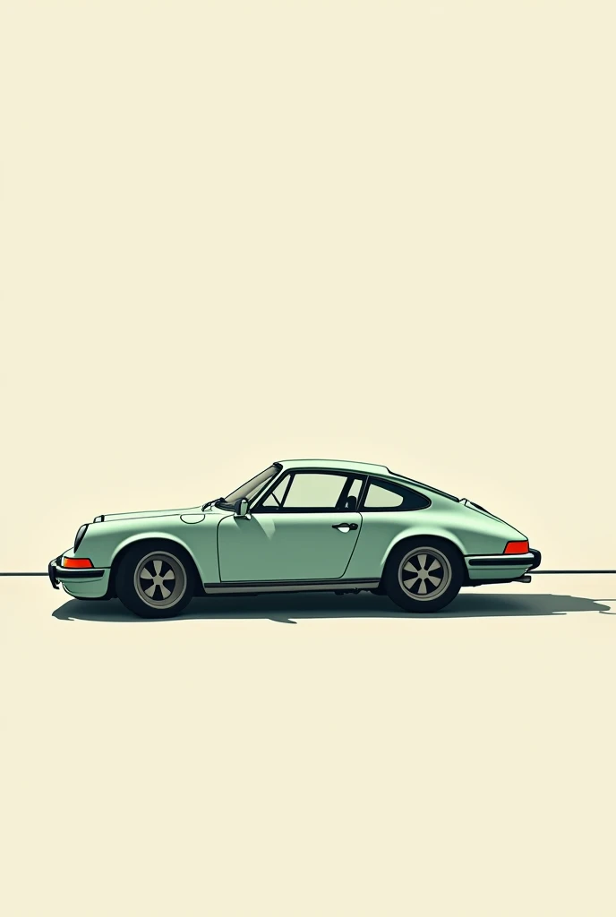 Charger adoptor horizontally cutting view of a 1A Porsche 911 rwb， Minimalist, Disjointed,Editor， illustration ，mint and Dark beige 

