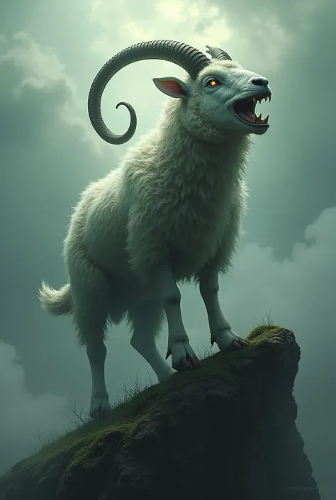 A scary beast. It has the body of a lamb and the horns of a goat and speaks like a dragon and sits on the United States. 