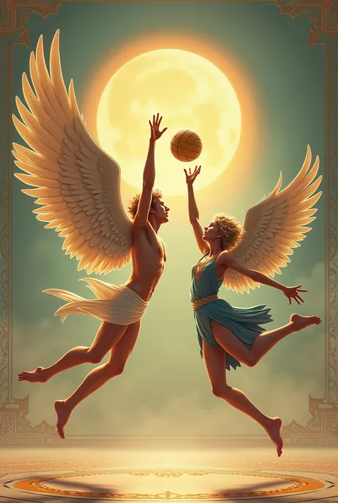 Walpepper volleyball with the god Apollo, blond wings 