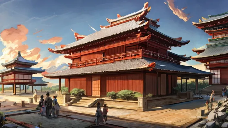 japanese building, concept art, design, no background,