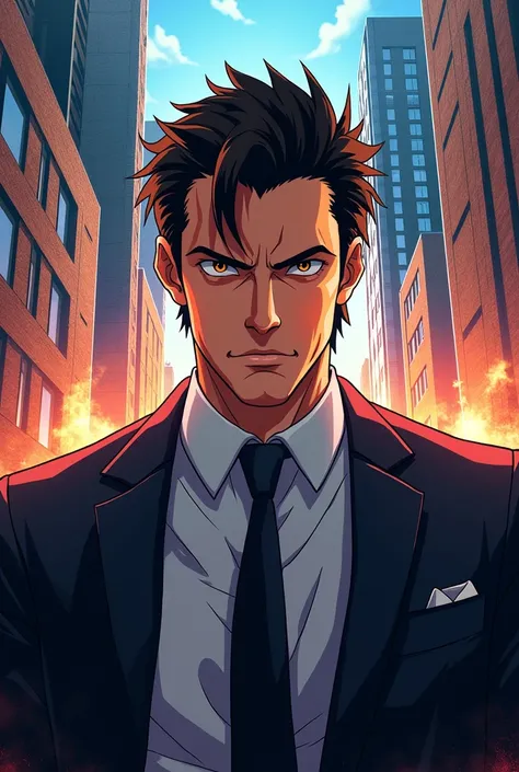 Create a wolf of wall street anime profile picture for a whatsapp profile 