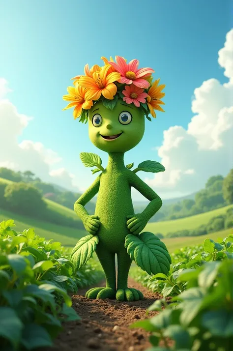 A realistic image of an agriculture company mascot that is a plant 