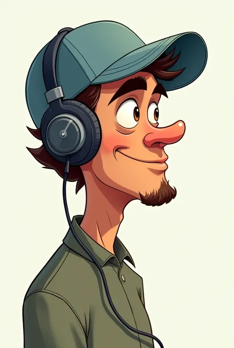 cartoon arafed man with baseball cap and headphones, profile photo