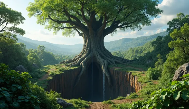 Ceiba tree swallowed by a sinkhole.