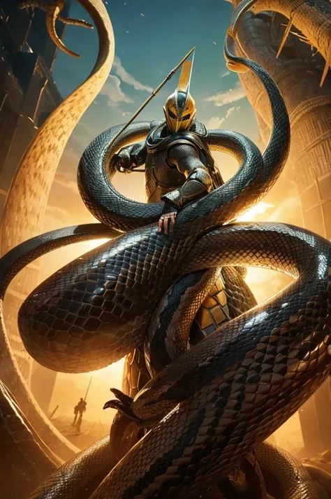 The Great Yagi Snake is personified
 on the heads of eight snakes
 The body is the body of a knight
 full image generation