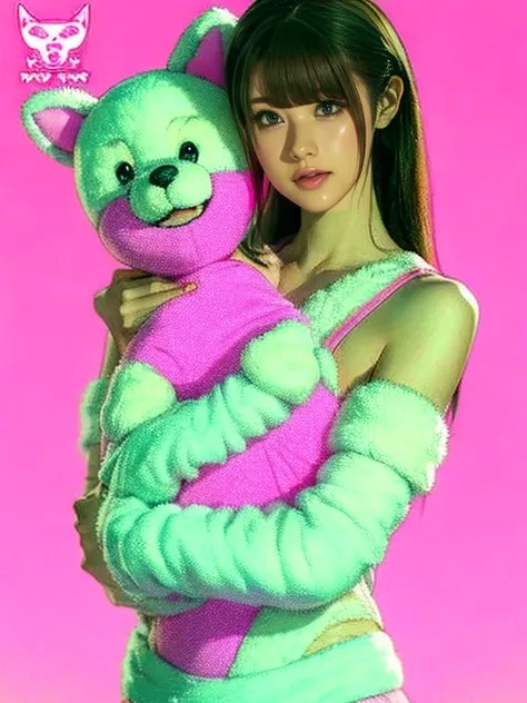 cartoon character holding a stuffed animal in front of a pink background, 3d model of a japanese mascot, japanese live-action movie, official artwork, kemono, anime cover, by Kose Kanaoka, mei from overwatch, fox nobushi, furry anime, by Shinoda Toko, naga...