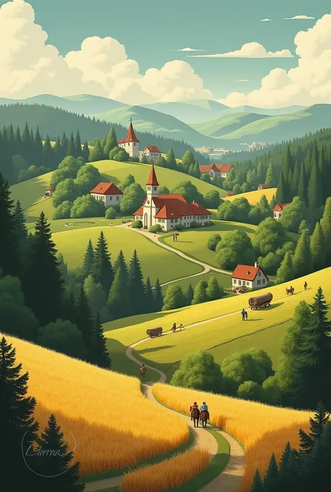 Landscape of Germany in summer in 1940
