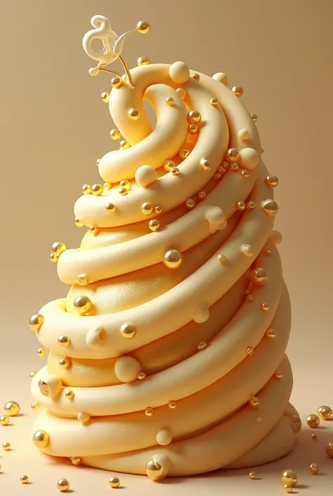 cake made of elastic dough with golden pearls