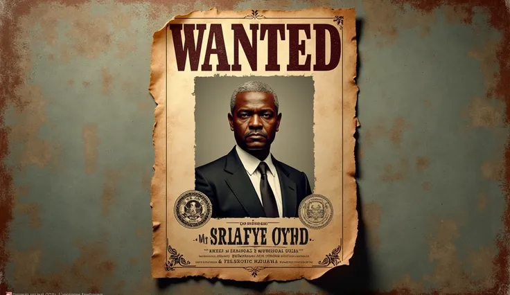 A wanted reward poster for an African president, an old style poster