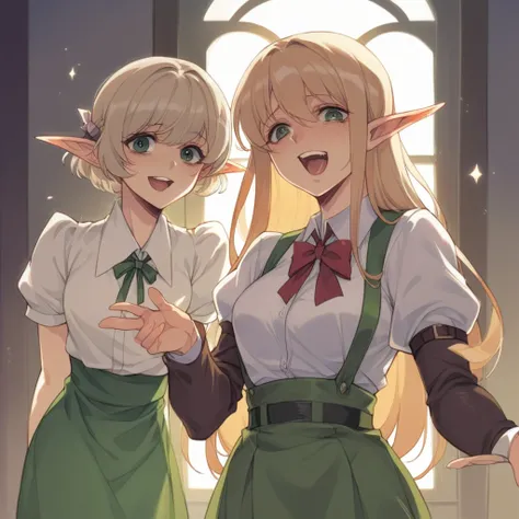 Women yandere elf, in the hallways of a school.