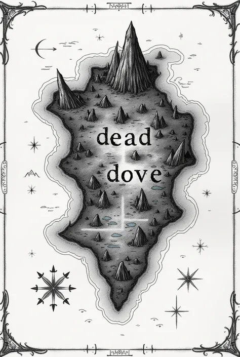 black drawn map of a tiny and unknown country with the words dead dove
