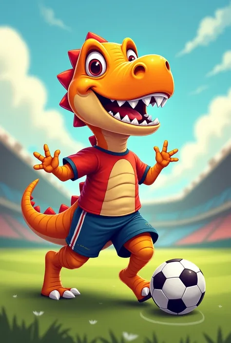 dinosaur　Tyrannosaurus　Cute　Wear a soccer uniform　Shooting　よりCute